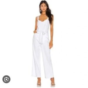 Paige Emma Crisp White Crop Belted Overalls Jumpsuit M